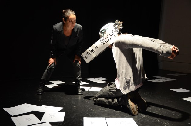 two performers on stage 